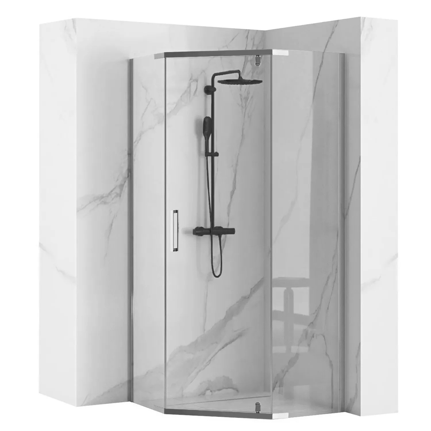 REA Duschkabin AXIN 90x90 Krom, 90x90x195cm
