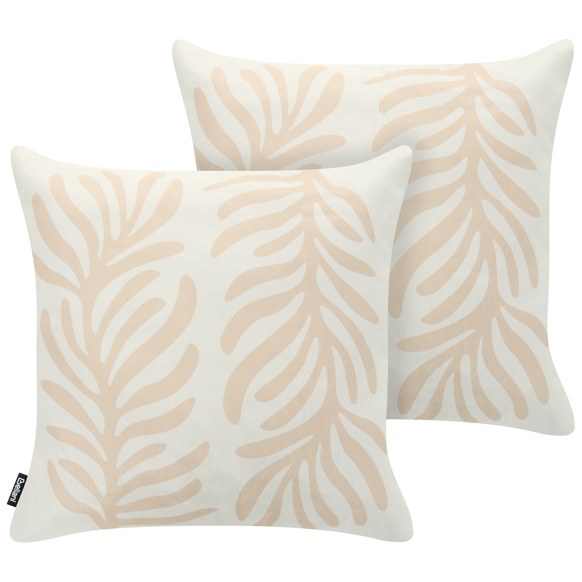 Set med 2 utomhusdynor ALISMA Växtmotiv 45 x 45 cm Ljusbeige