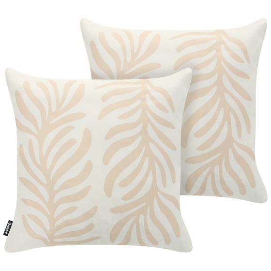 Set med 2 utomhusdynor ALISMA Växtmotiv 45 x 45 cm Ljusbeige