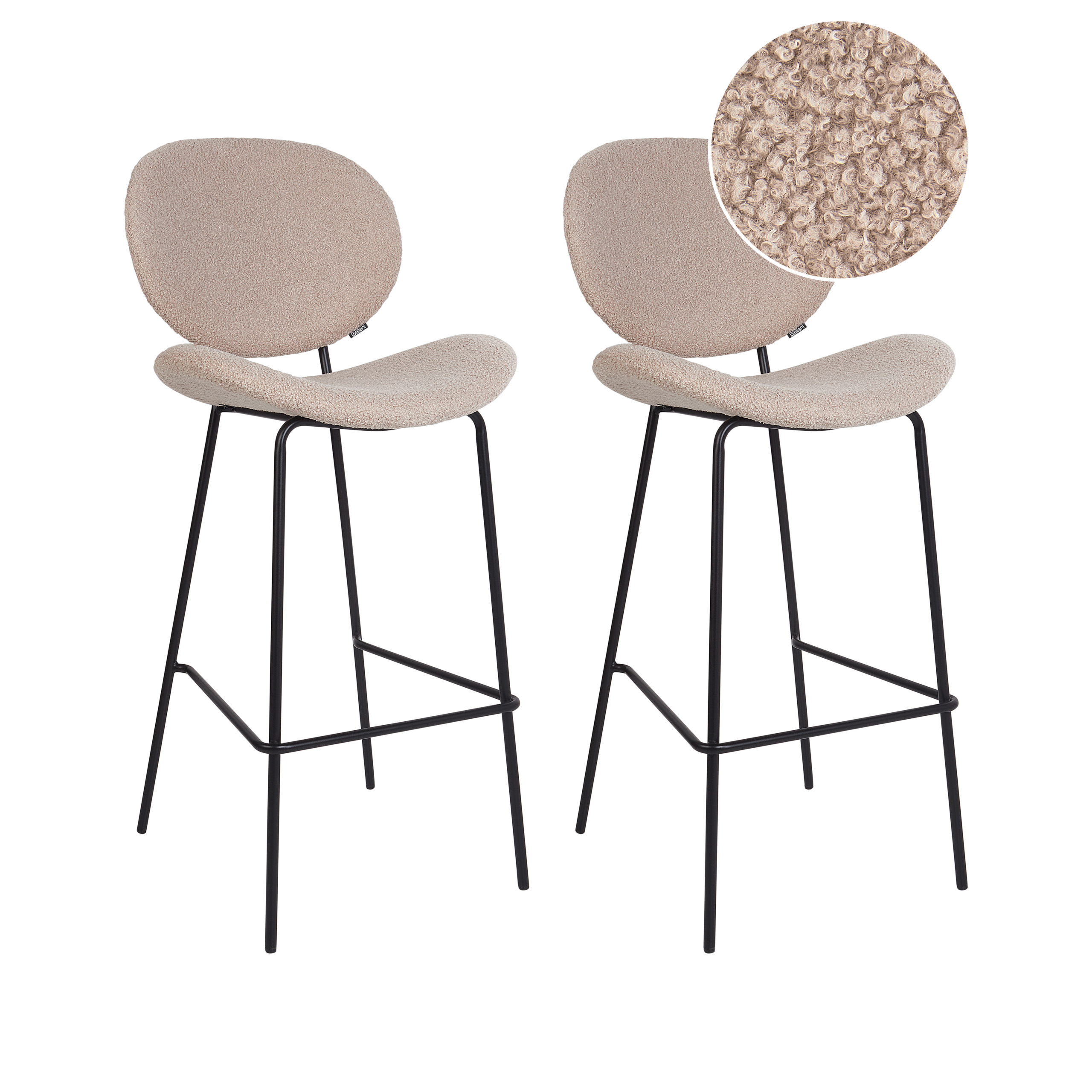 Set med 2 barstolar LUANA Bouclé Ljusbeige