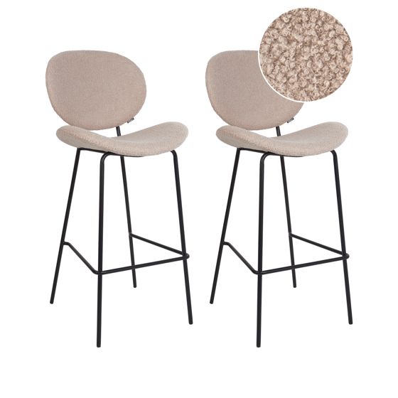 Set med 2 barstolar LUANA Bouclé Ljusbeige