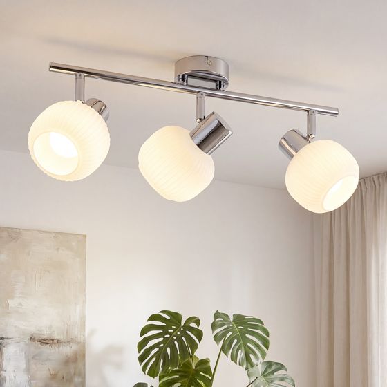 NETTLIFE vit takspotlight E14 vintage - glasskärm för inomhusbruk modern spotlight för sovrum, vardagsrum