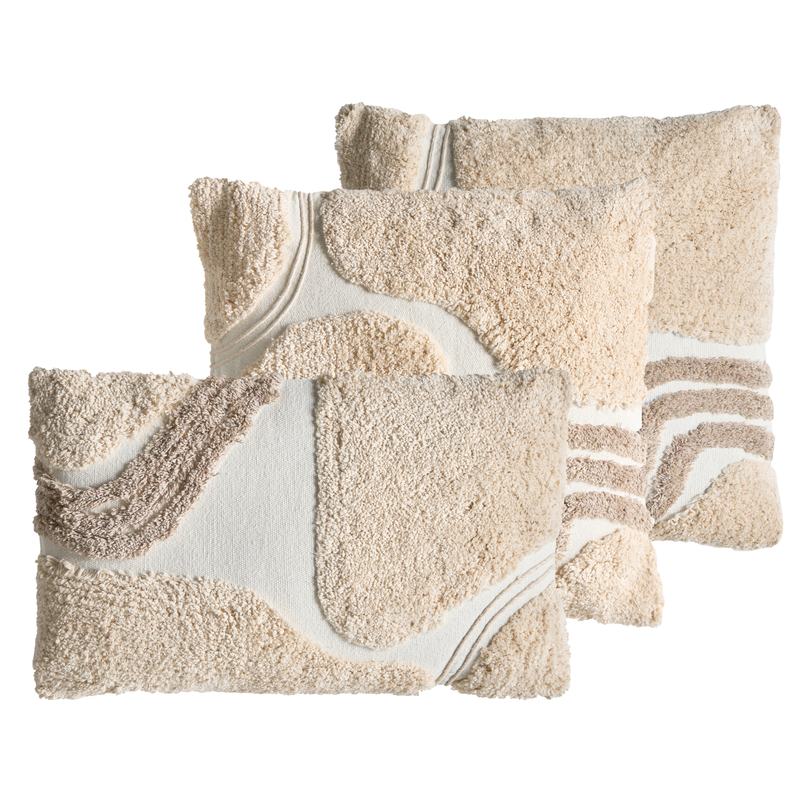 Set med 3 dekorativa kuddar ALSTONIA 30 x 50 cm 45 x 45 cm Bomull Beige Abstrakt tryck