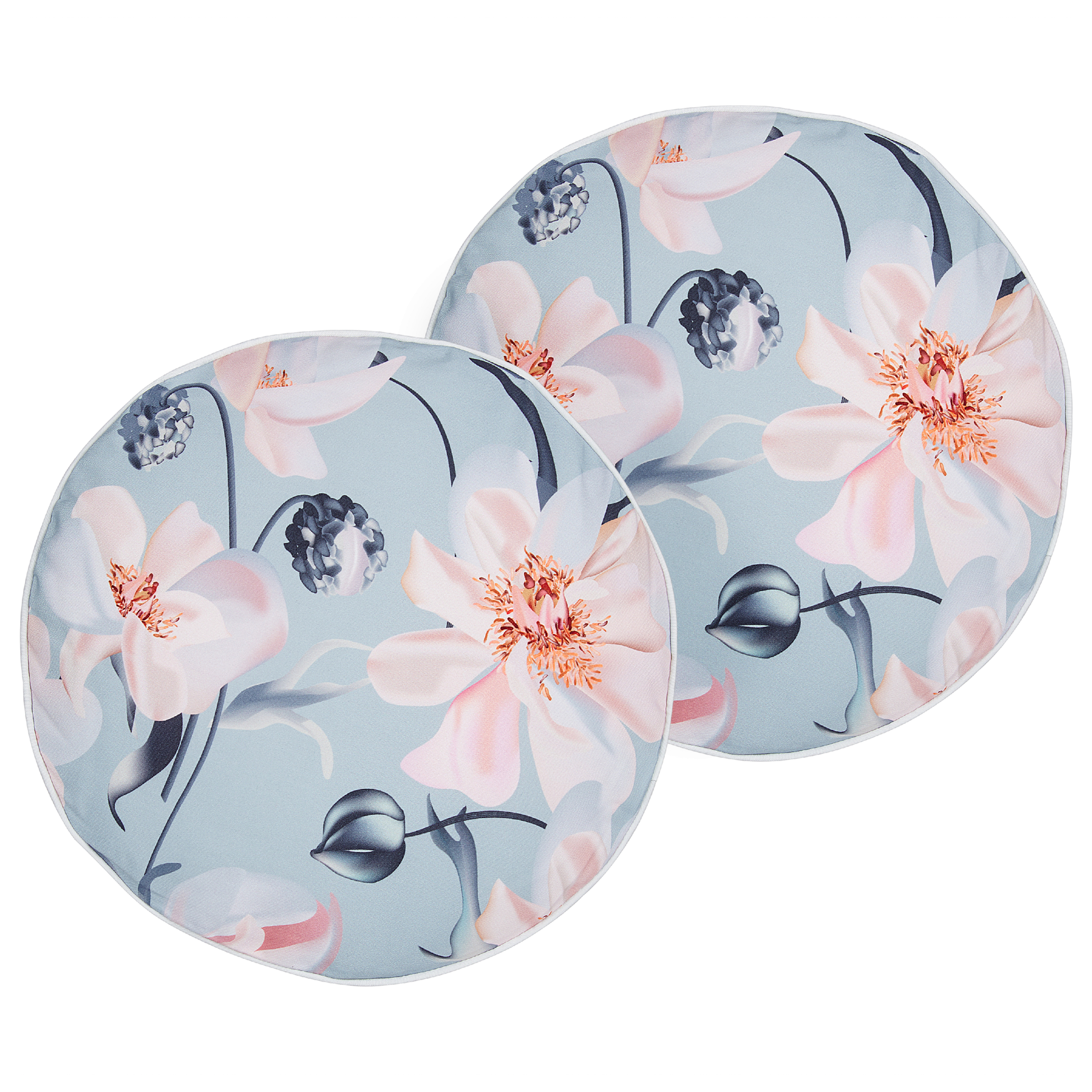 Set med 2 utomhusdynor APRICALE Blommigt tryck 40 x 40 cm Blå