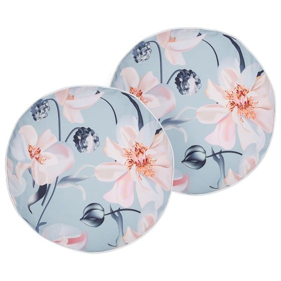 Set med 2 utomhusdynor APRICALE Blommigt tryck 40 x 40 cm Blå