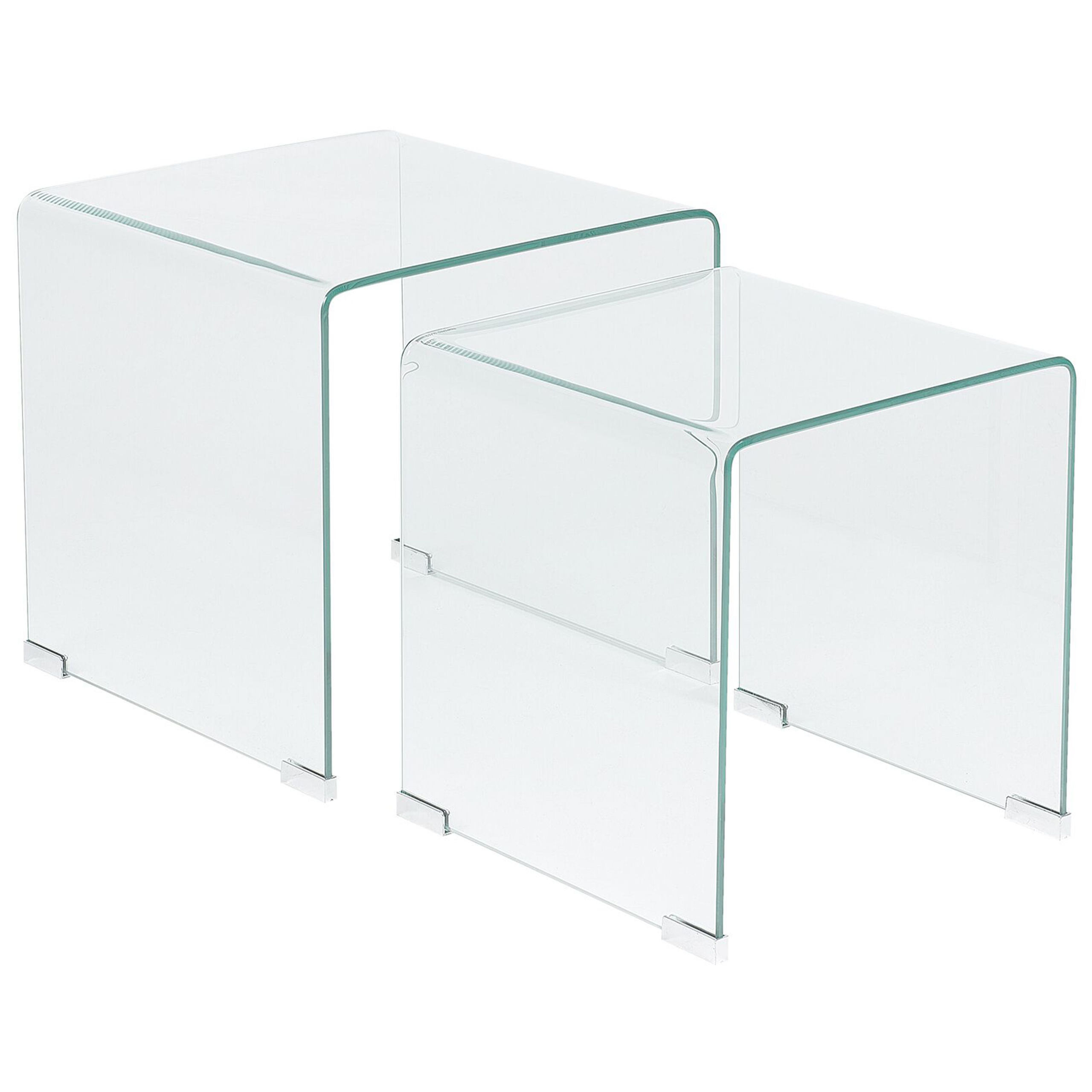 Set med 2 sidobord KENDALL Härdat glas Transparent