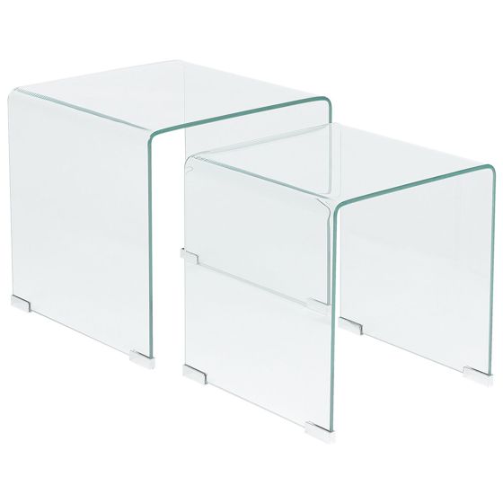 Set med 2 sidobord KENDALL Härdat glas Transparent