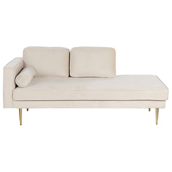 Vänstervänd schäslong MIRAMAS Sammet Beige