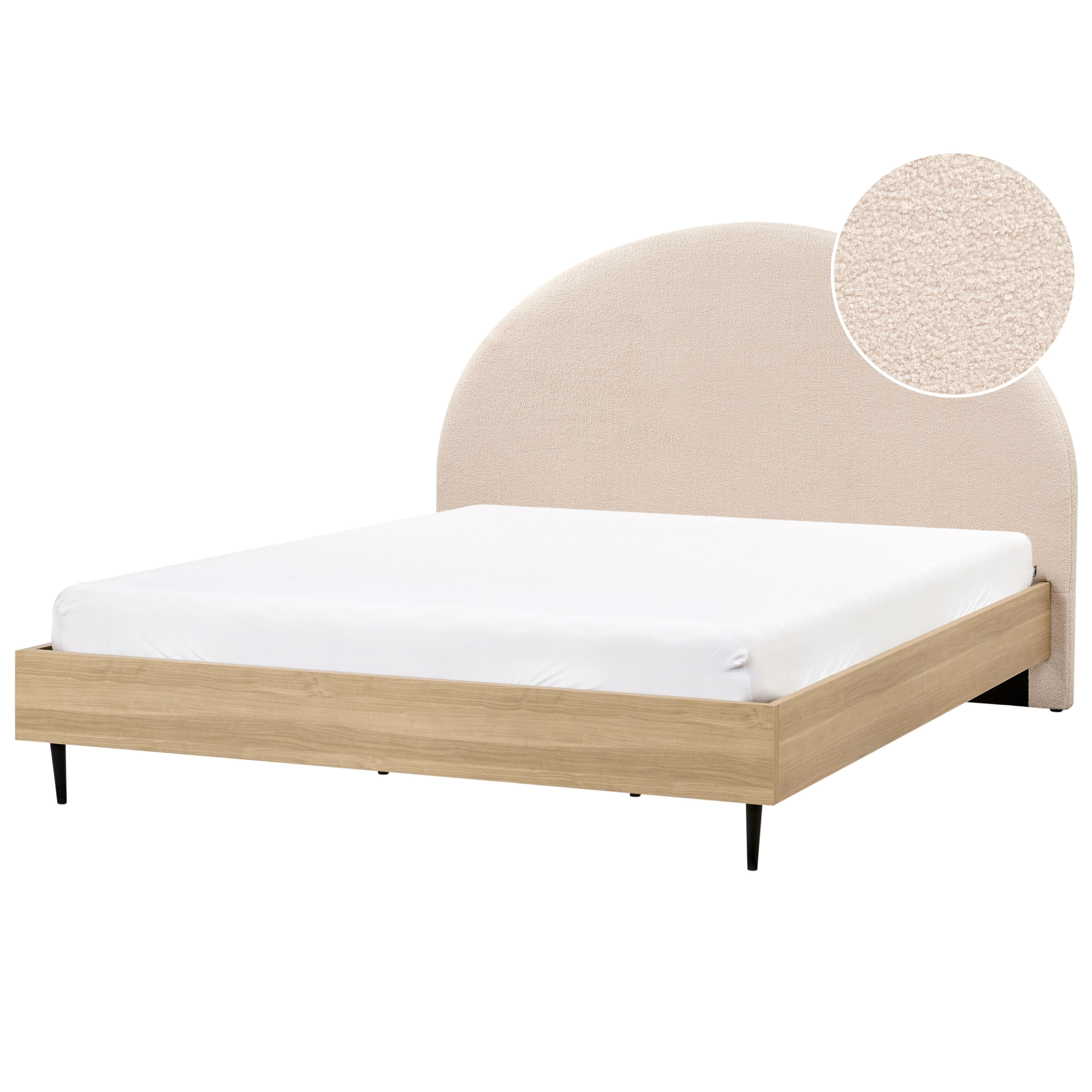 Säng med lamellram Bouclé MILLAY 180 x 200 cm Beige