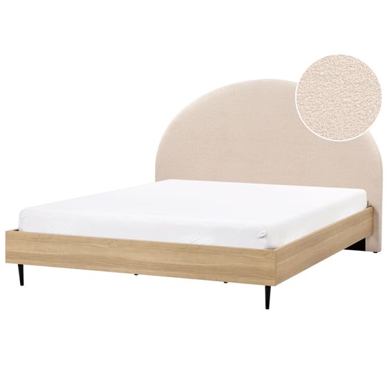 Säng med lamellram Bouclé MILLAY 180 x 200 cm Beige