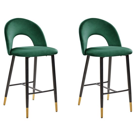 Set med 2 barstolar FALTON Sammet Smaragdgrön