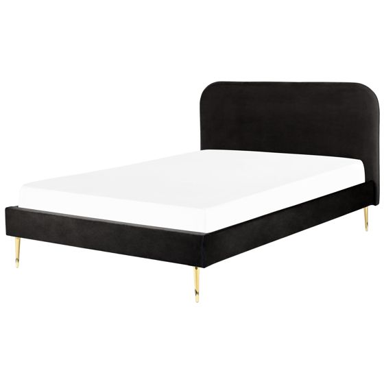 Säng med lamellram Sammet FLAYAT 160 x 200 cm Svart