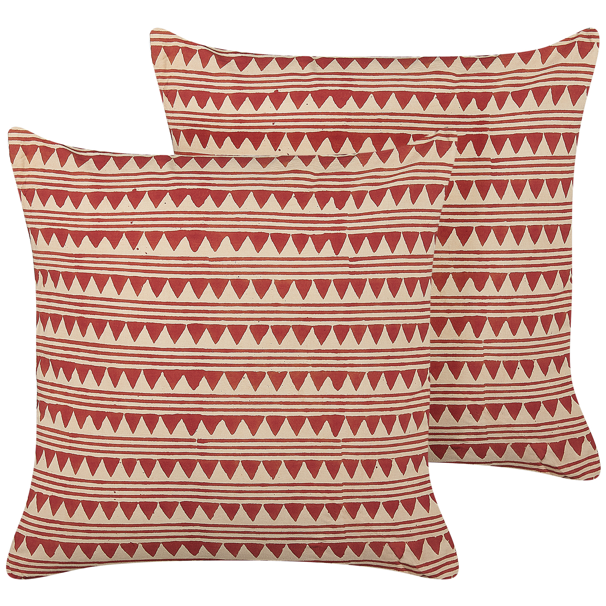Set med 2 prydnadskuddar DEGLUPTA 45 x 45 cm Bomull Röd Chevrontryck