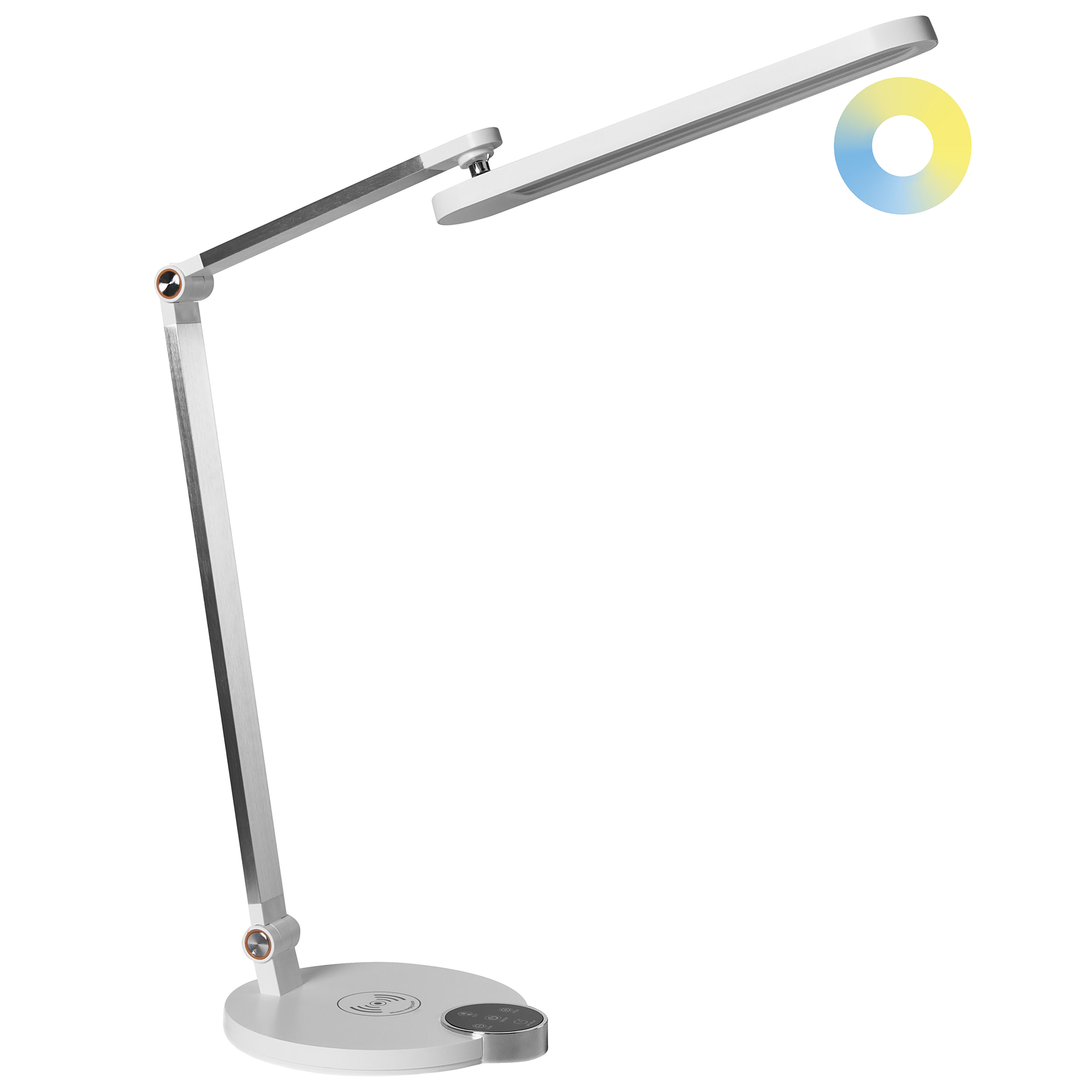 LED-skrivbordslampa CAROY med trådlös laddare Vit