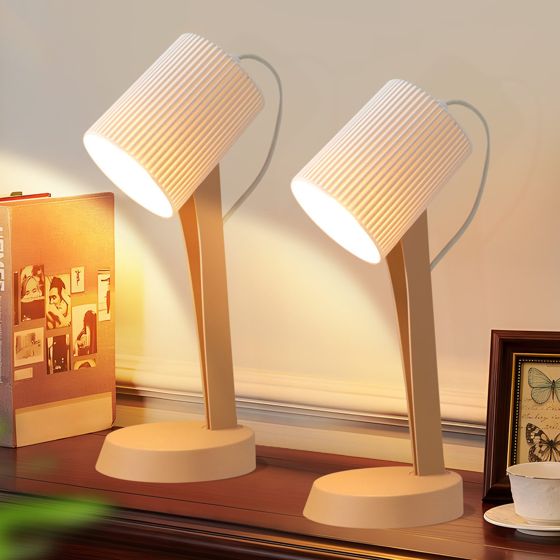 NETTLIFE bordslampa vardagsrum sänglampa med sladd 37,4 cm 2 små lampor E14 modern brun bordslampa