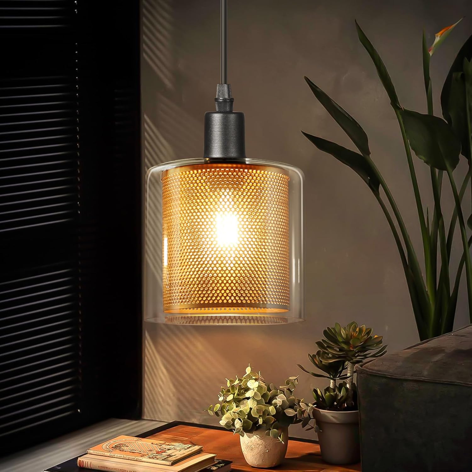 NETTLIFE Vintage - pendellampa, matbord, pendellampa - 1 glödlampa, E14 max 40W, retroglas, metall, svartguld, industriell stil