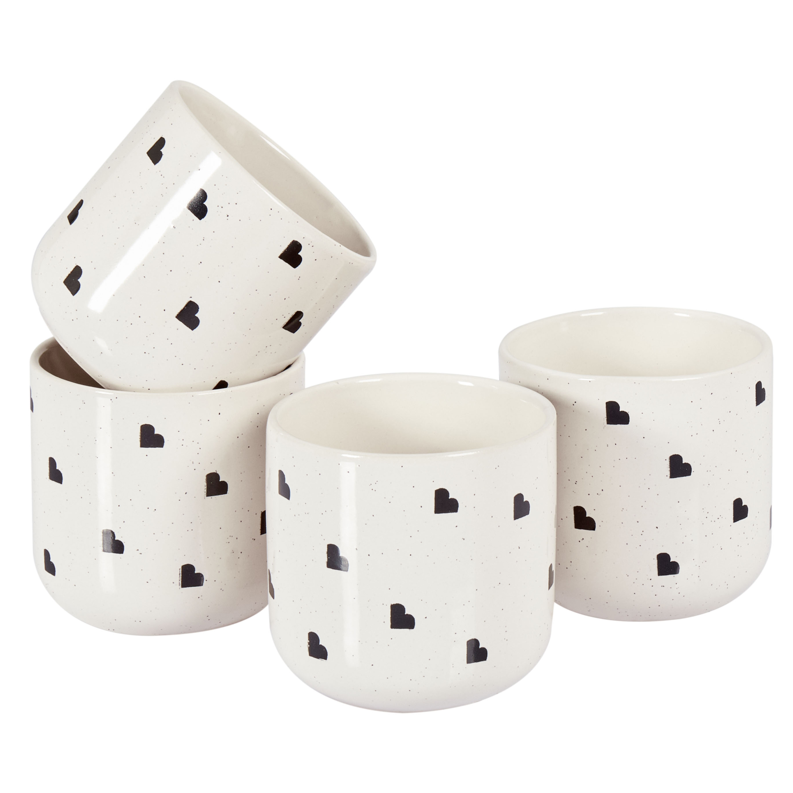 Set med 4 muggar ANNISE Stengods Off-White