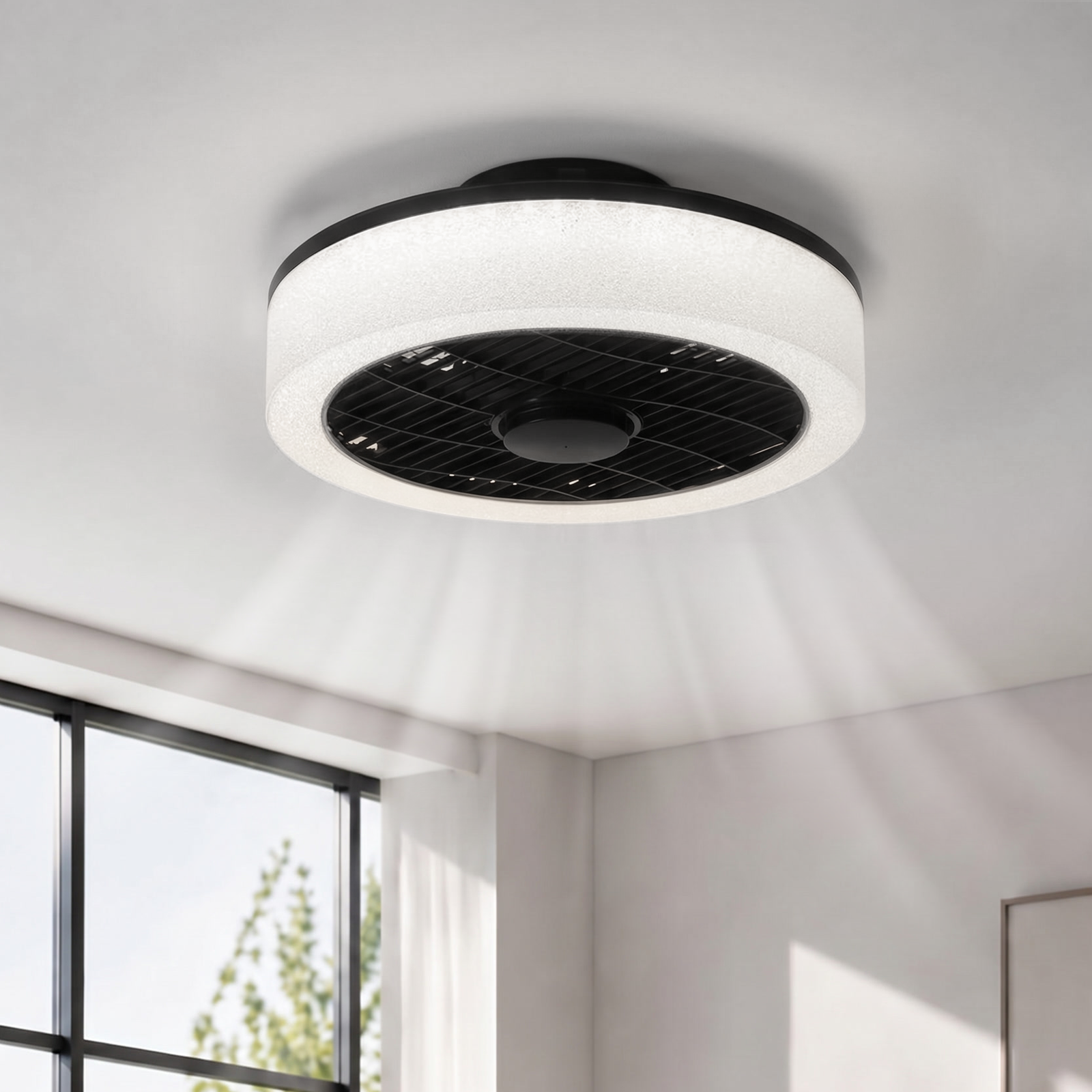 NETTLIFE LED - takfläkt med belysning - 39,5 cm modern, stor och tyst, fjärrkontroll, timer, 34 W, dimbar 3000K -6000K