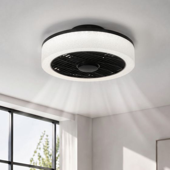 NETTLIFE LED - takfläkt med belysning - 39,5 cm modern, stor och tyst, fjärrkontroll, timer, 34 W, dimbar 3000K -6000K