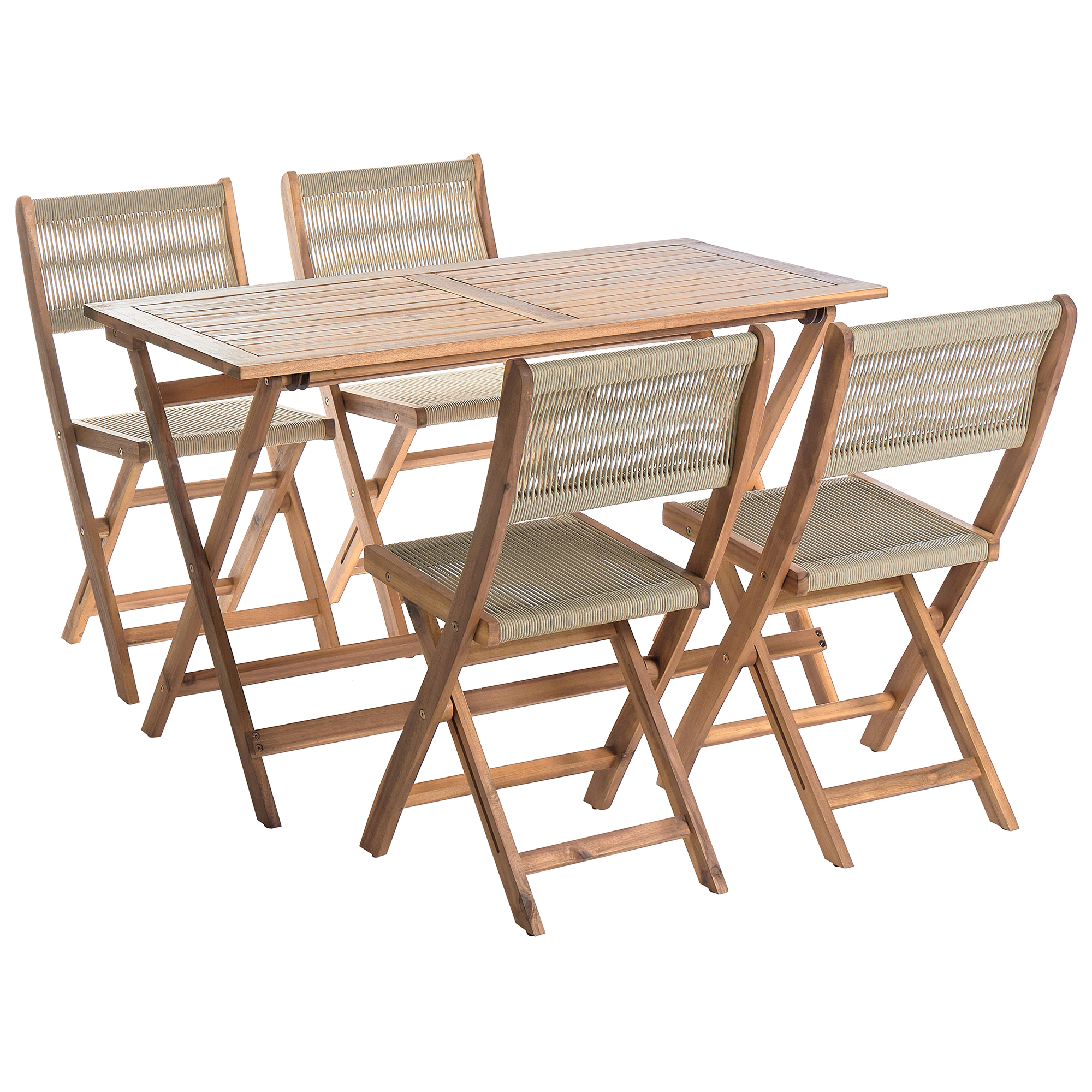 Trädgårdsmatgrupp 4-sits PROSSEDI Akaciaträ Beige