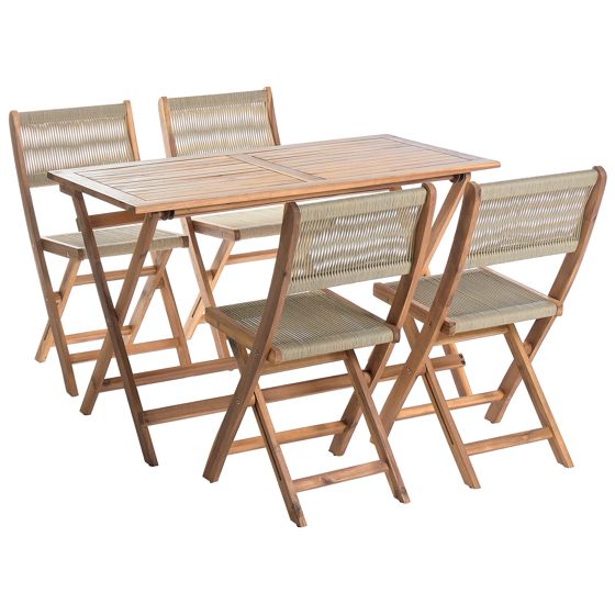 Trädgårdsmatgrupp 4-sits PROSSEDI Akaciaträ Beige