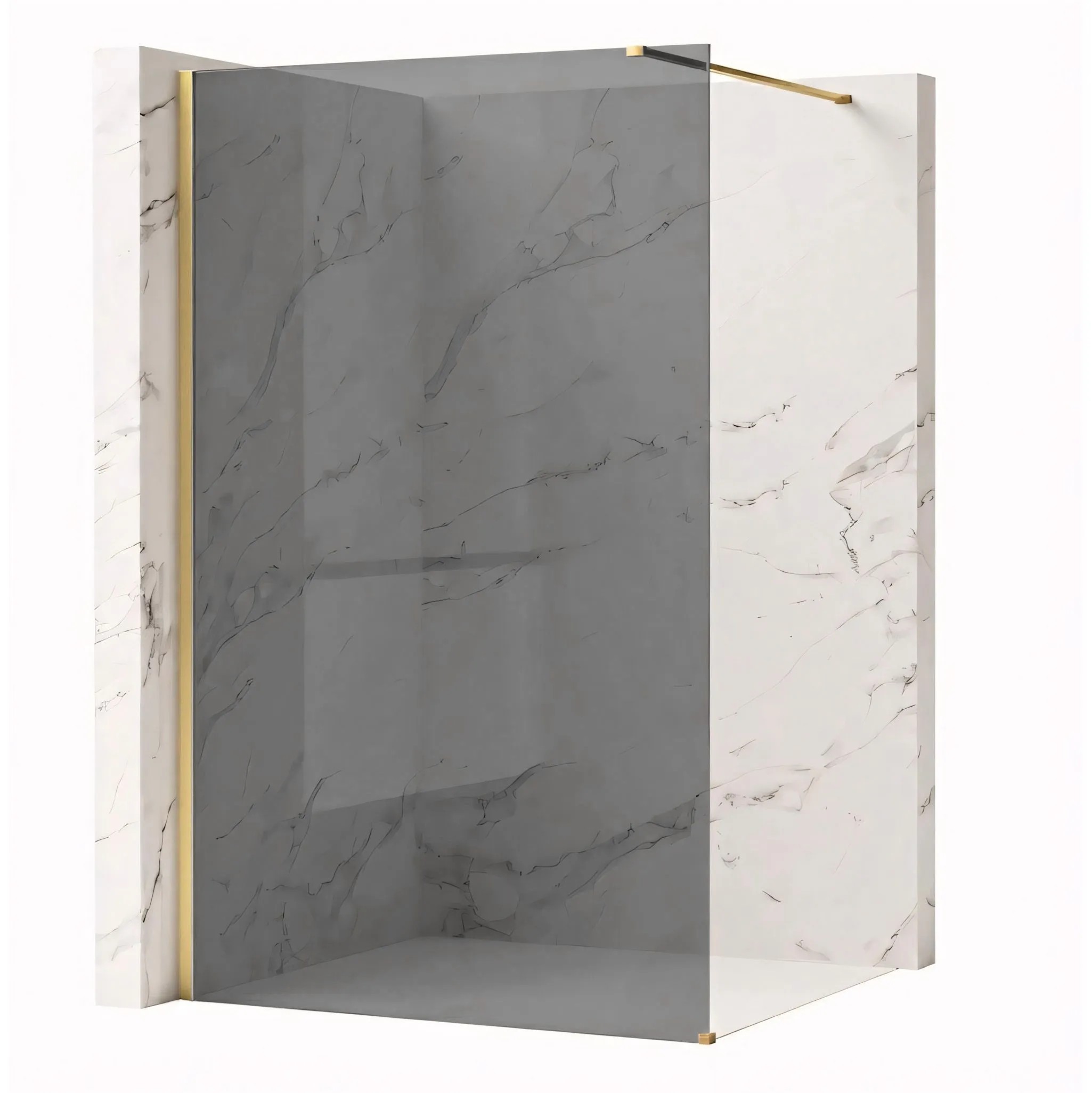 REA Duschvägg Flexi Grey 130 Borstat Guld, 120x130x195cm
