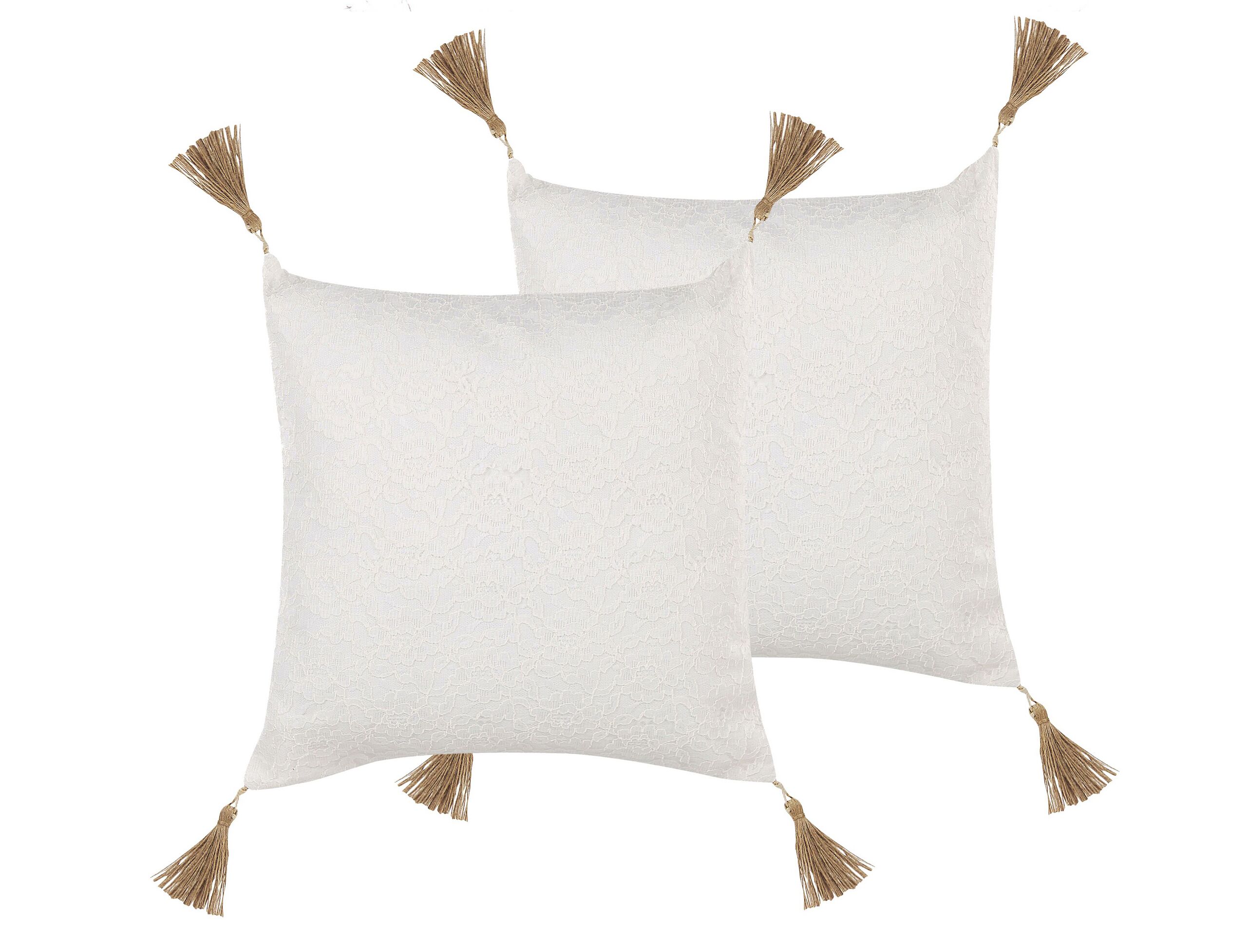Set med 2 prydnadskuddar AZALEA 45 x 45 cm Ljusbeige Monokromt