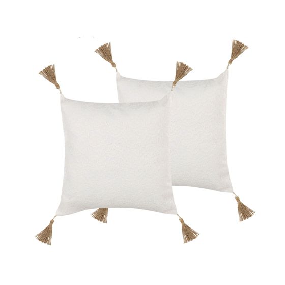 Set med 2 prydnadskuddar AZALEA 45 x 45 cm Ljusbeige Monokromt