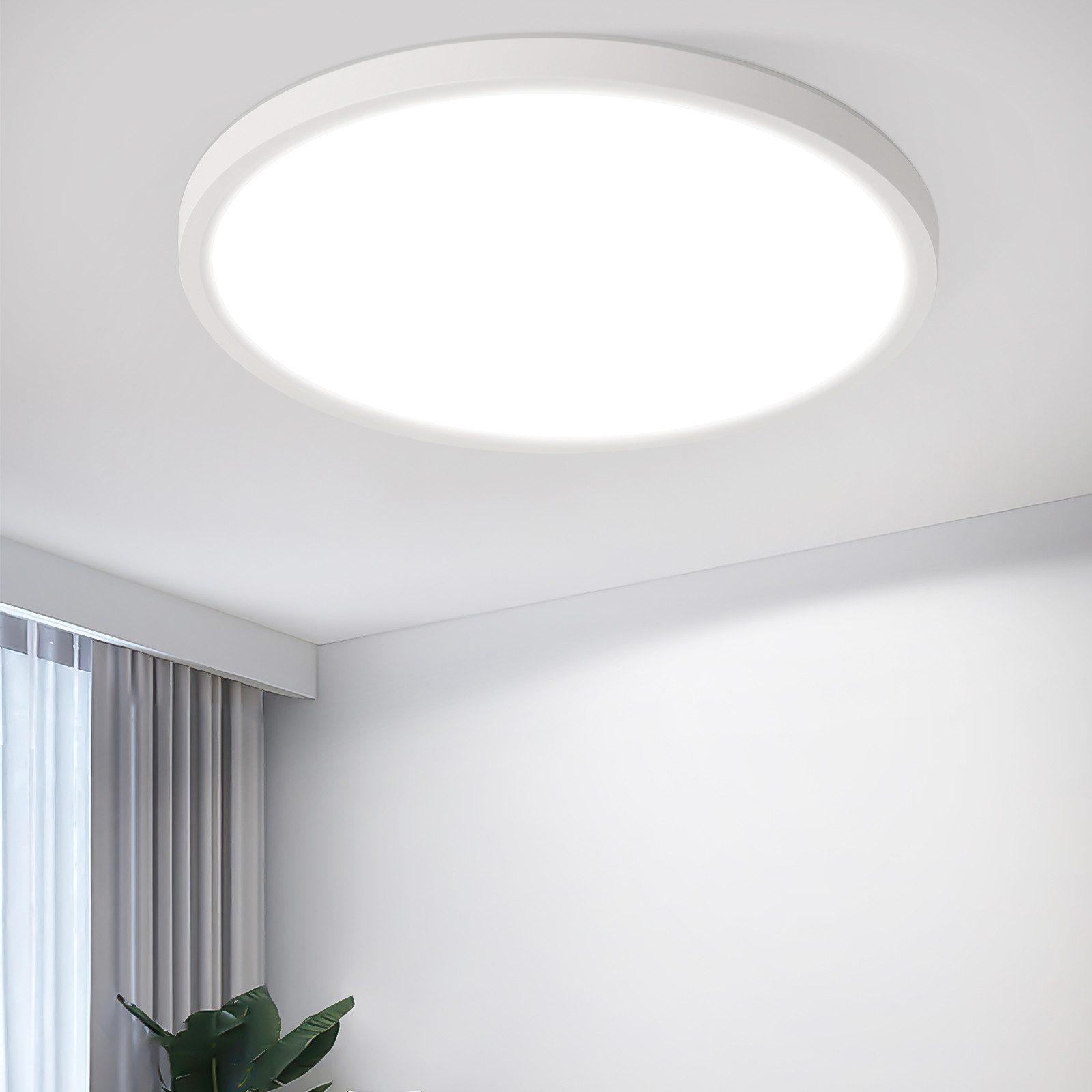 NETTLIFE platt, LED-taklampa, för sovrum, svart, 18 cm, 15 W, ej dimbar, varmvit, 3000 K
