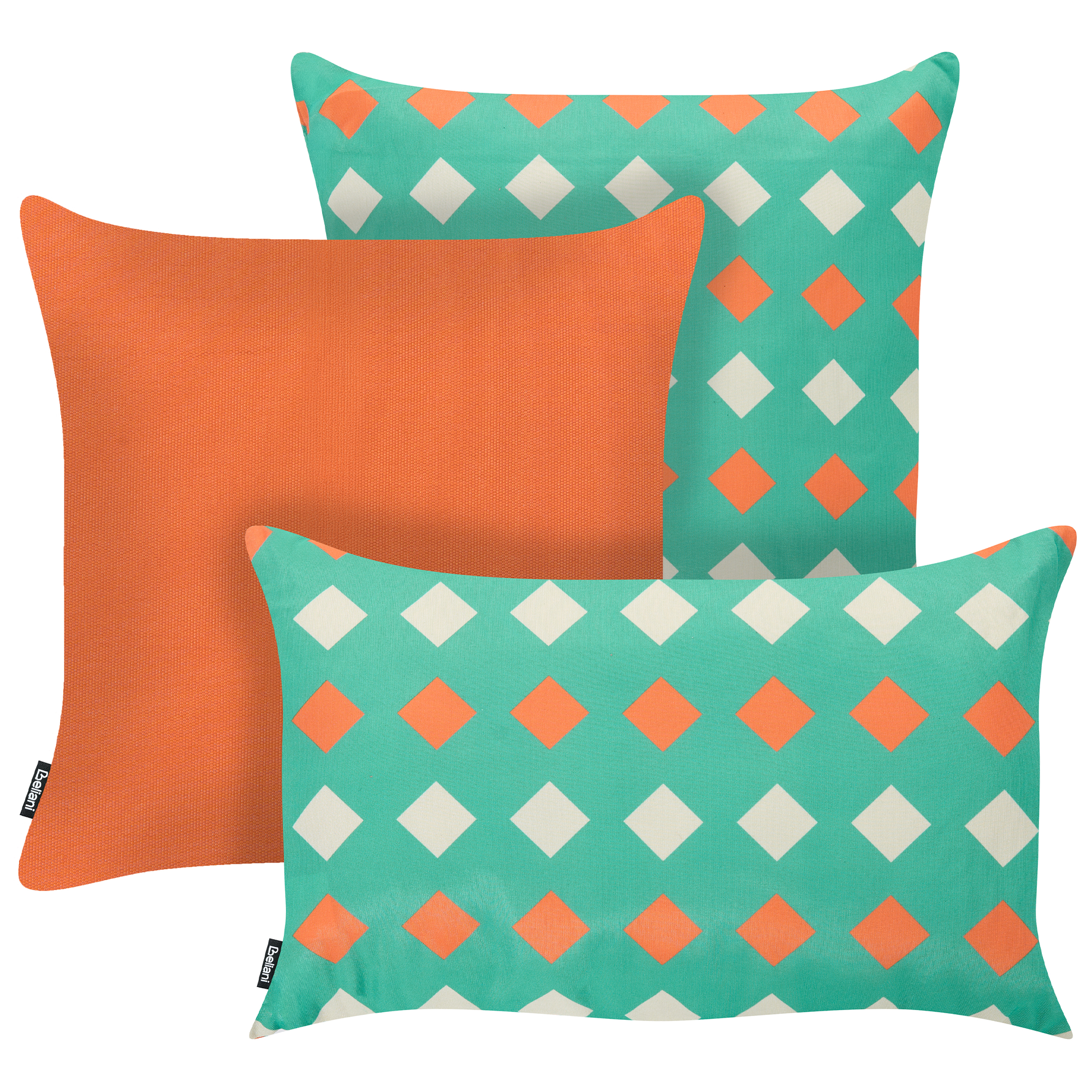 Set med 3 utomhusdynor CANNA Geometriskt tryck 30 x 50 cm 45 x 45 cm Flerfärgad