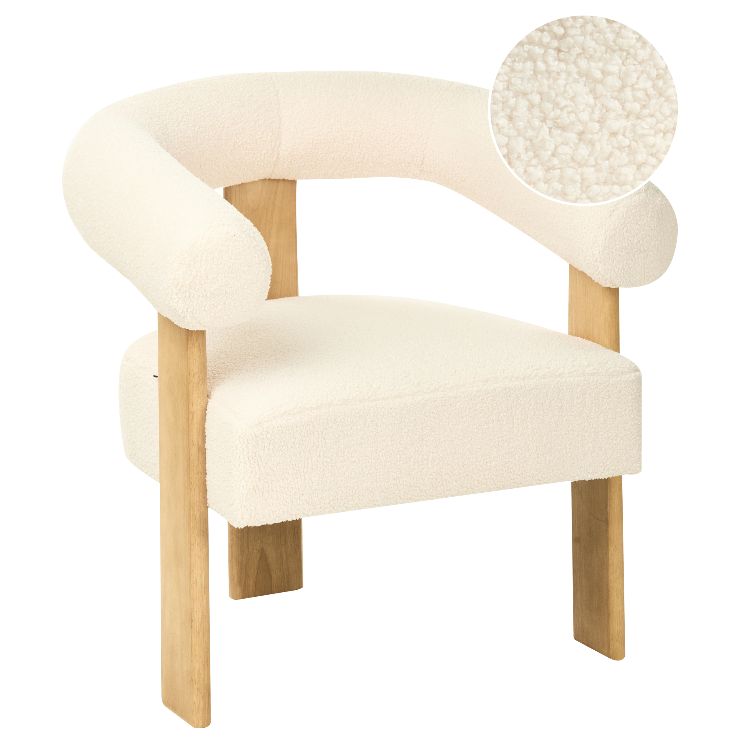 Fåtölj ILBRO Bouclé Off-White/ Ljusbrun