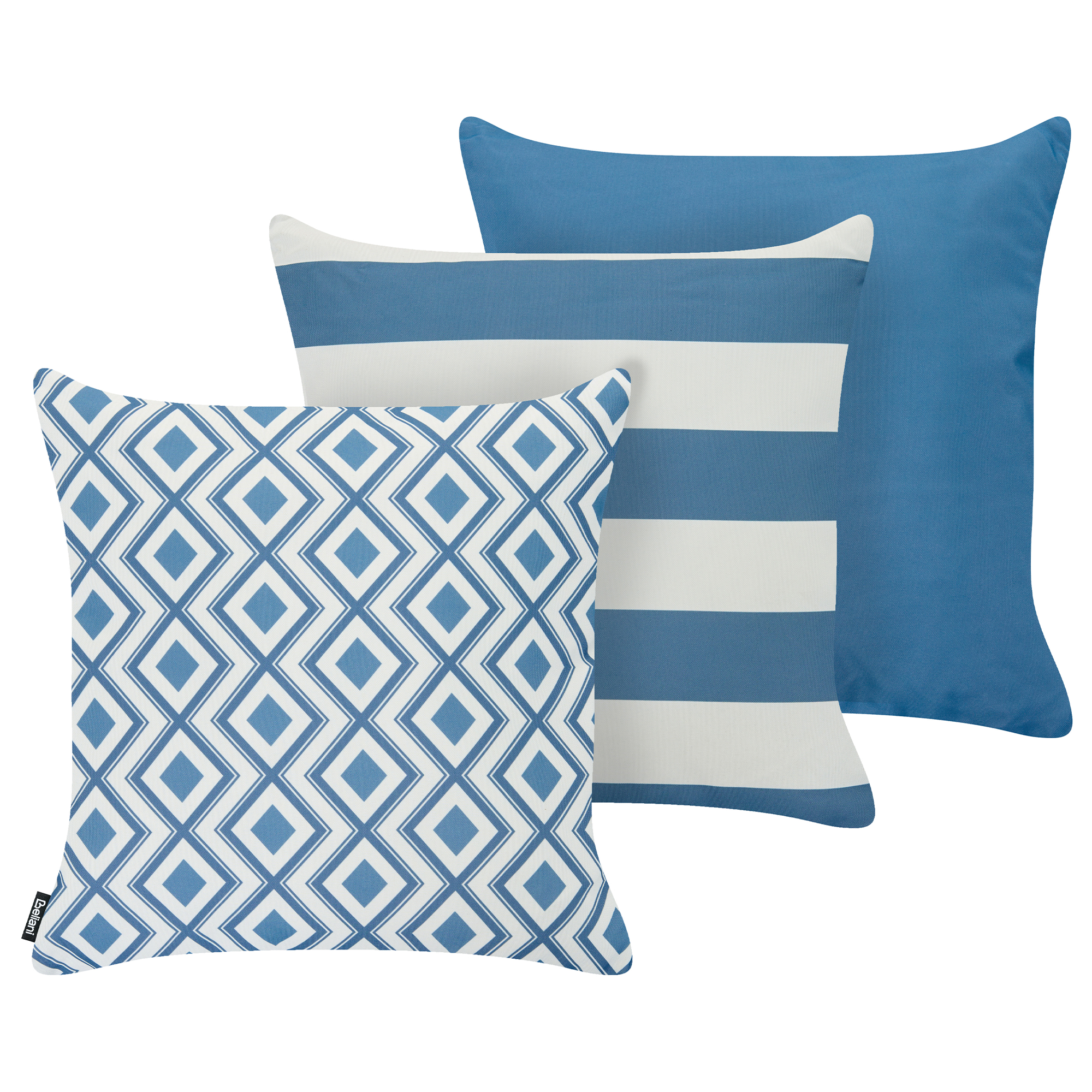 Set med 3 utomhusdynor DEUTZIA Geometriskt tryck 45 x 45 cm Ljusblå