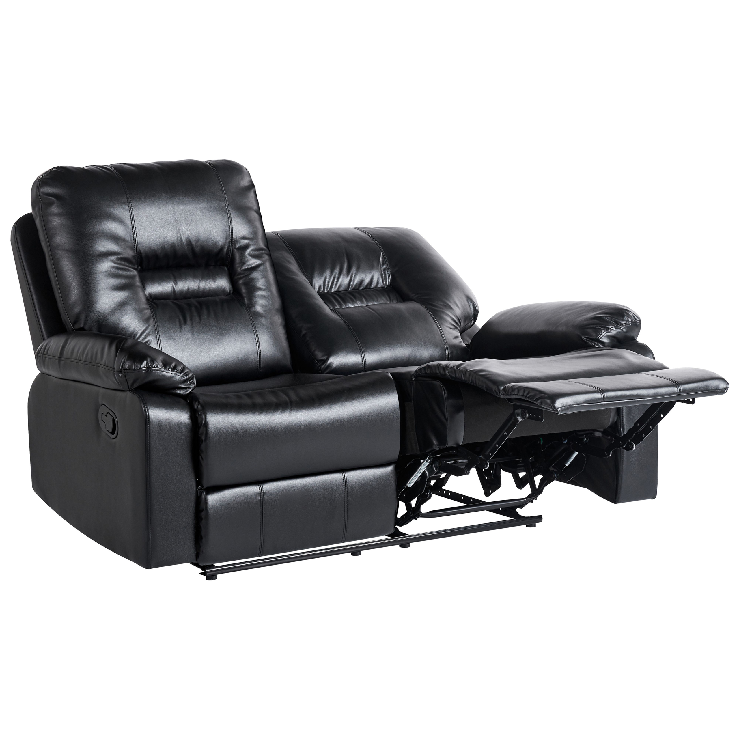 Manuell reclinersoffa 2-sits BERGEN Konstläder Svart