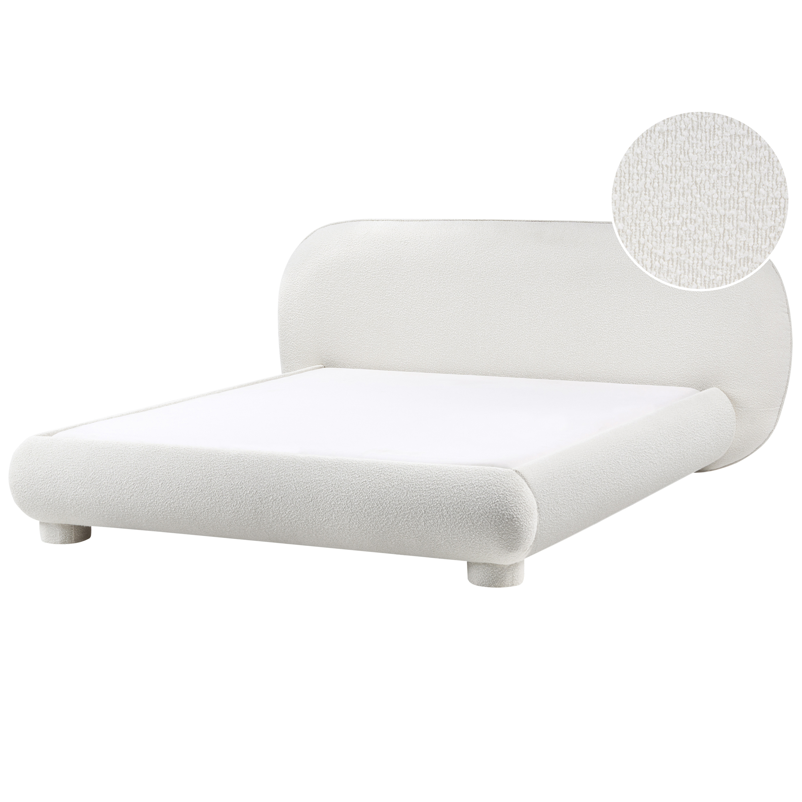 Säng med lamellram Bouclé BAYEL 160 x 200 cm Off-White