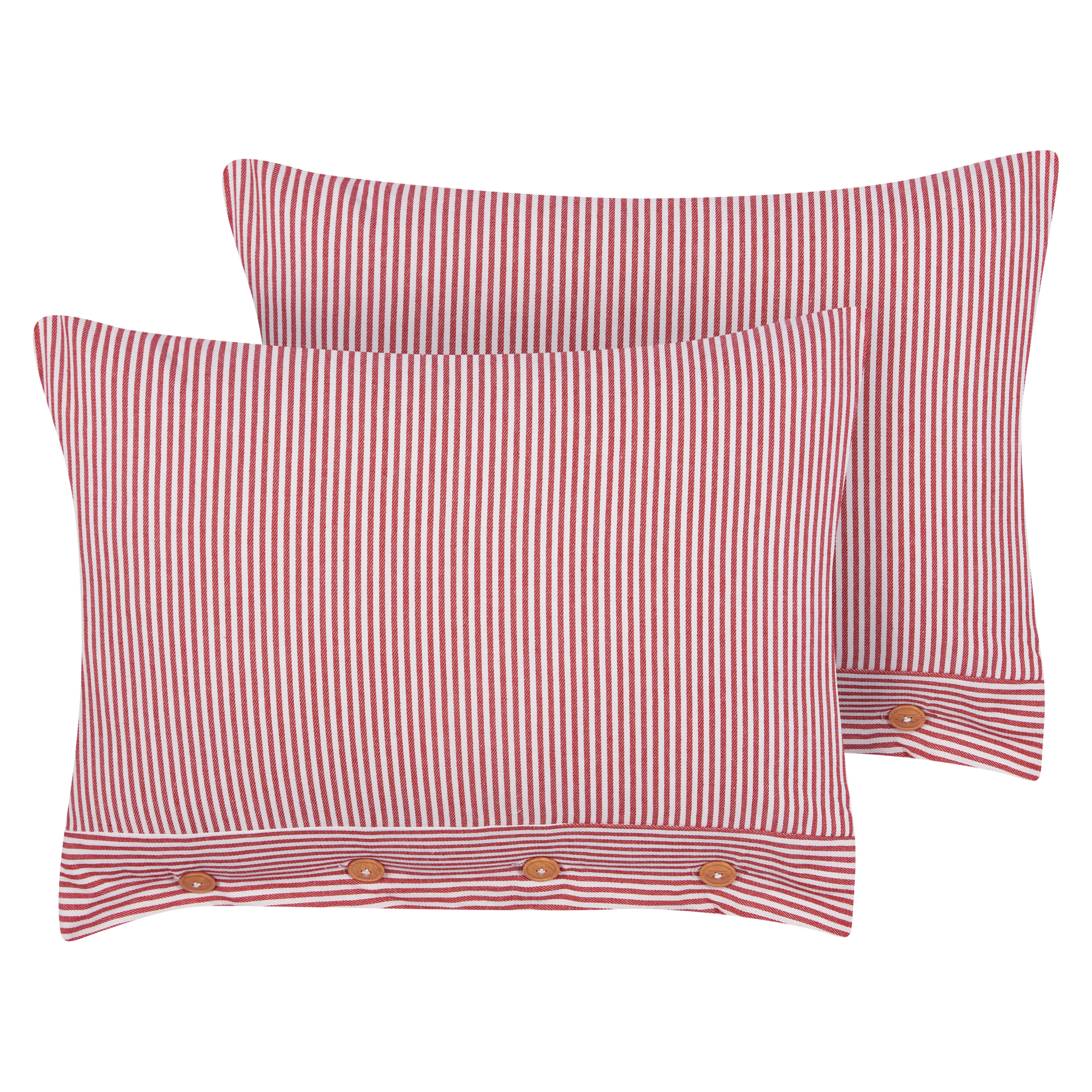 Set med 2 prydnadskuddar AALITA 40 x 60 cm Bomull Röd Randigt