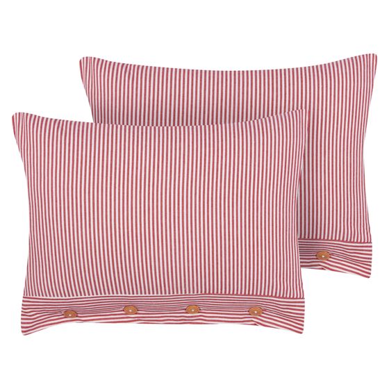 Set med 2 prydnadskuddar AALITA 40 x 60 cm Bomull Röd Randigt