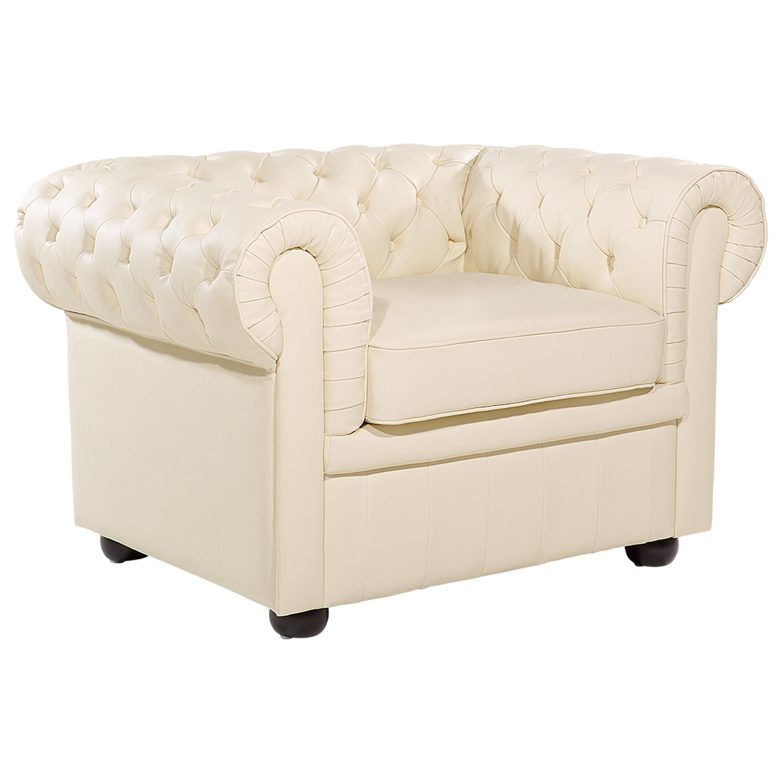 Fåtölj CHESTERFIELD Läder Ljusbeige