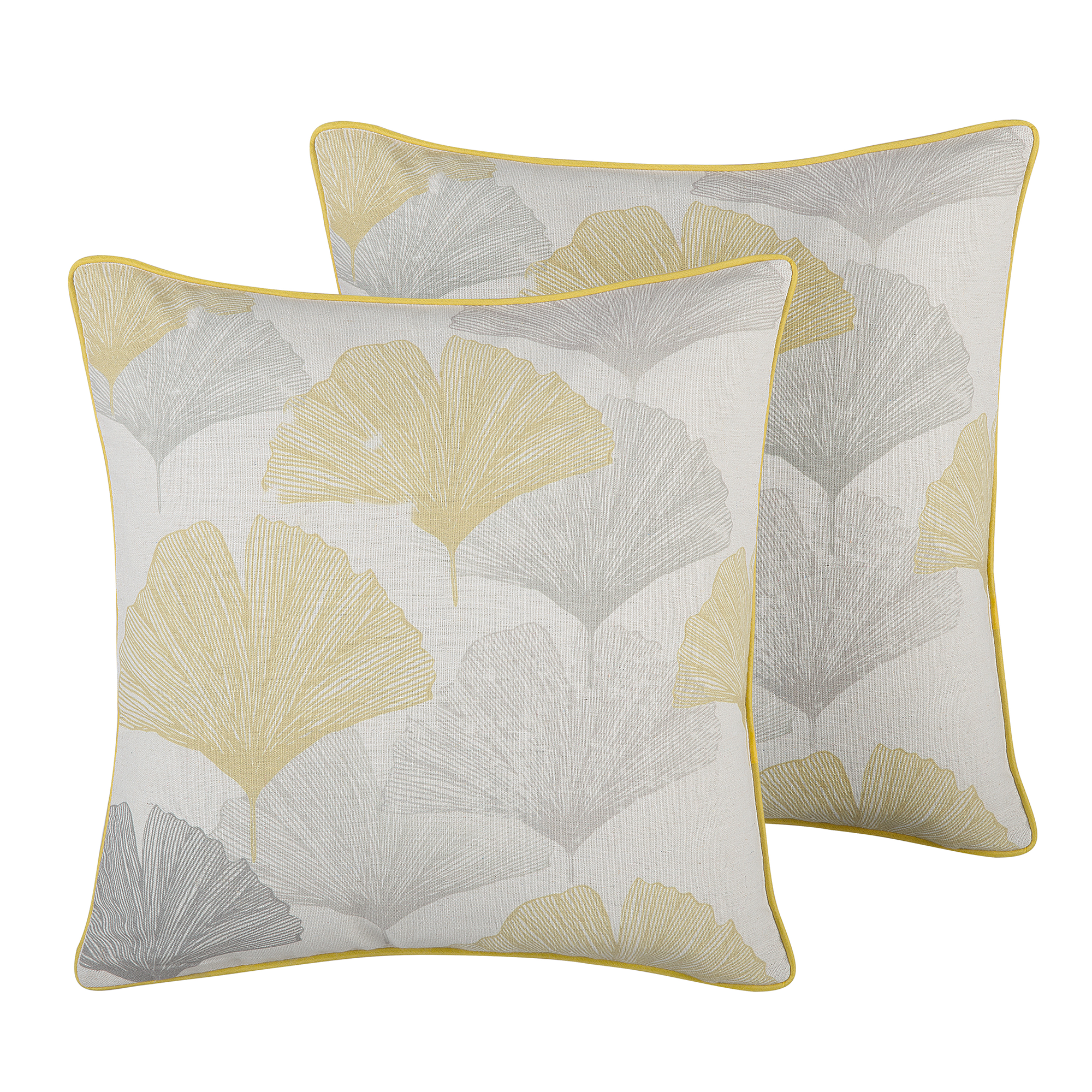 Set med 2 prydnadskuddar CANDYTUFT 45 x 45 cm Gul Växtmotiv