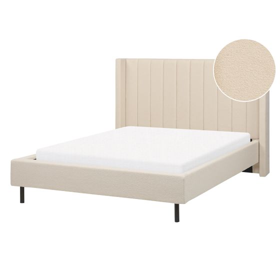 Säng med lamellram Bouclé VILLETTE 140 x 200 cm Beige