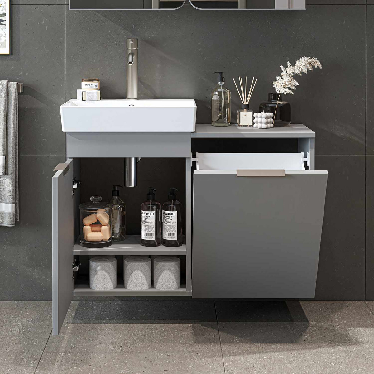 Norda Design Badrumsskåp med handfat Dubai Sepetli 38.6 x 92.2 x 69.5 cm
