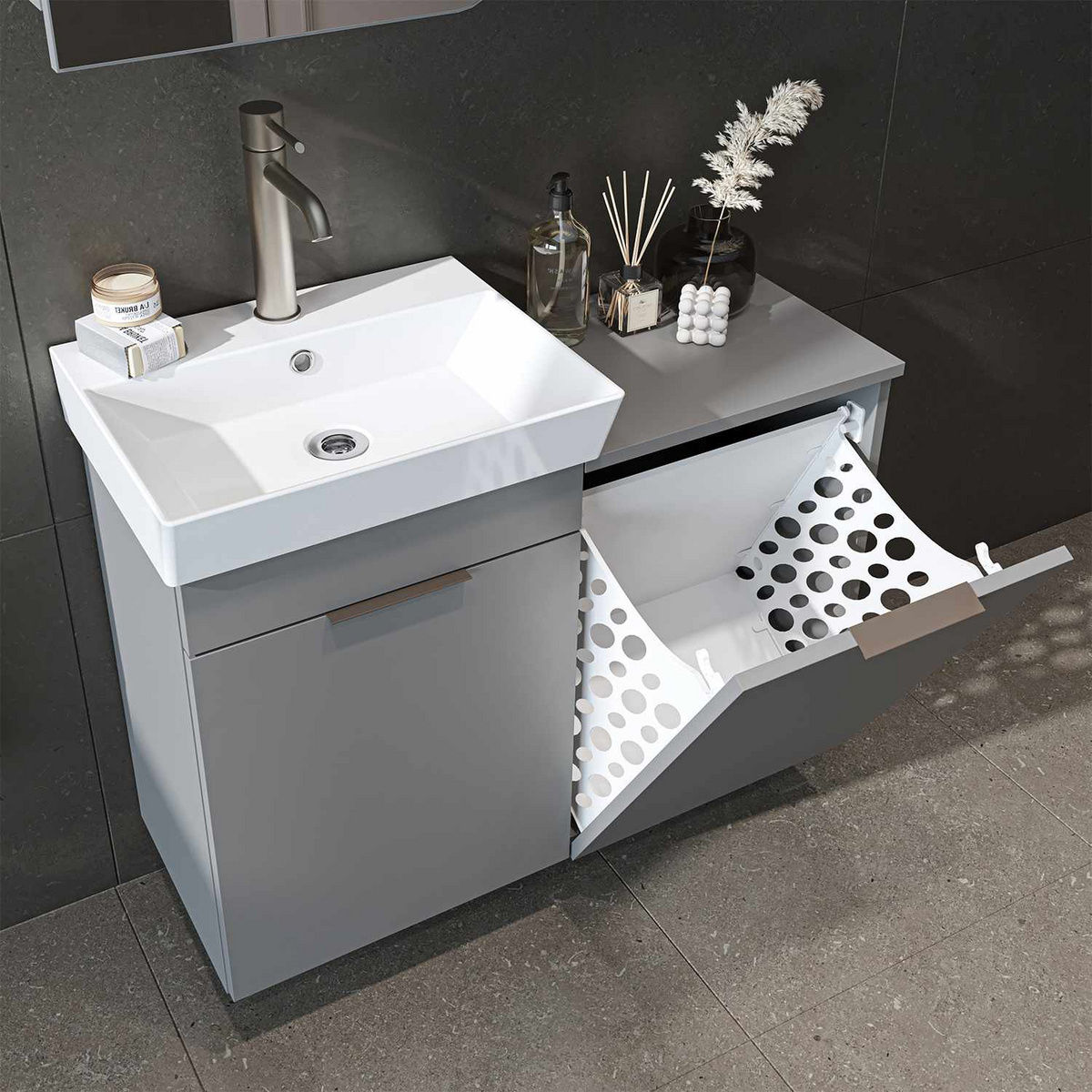 Norda Design Badrumsskåp med handfat Dubai Sepetli 38.6 x 92.2 x 69.5 cm