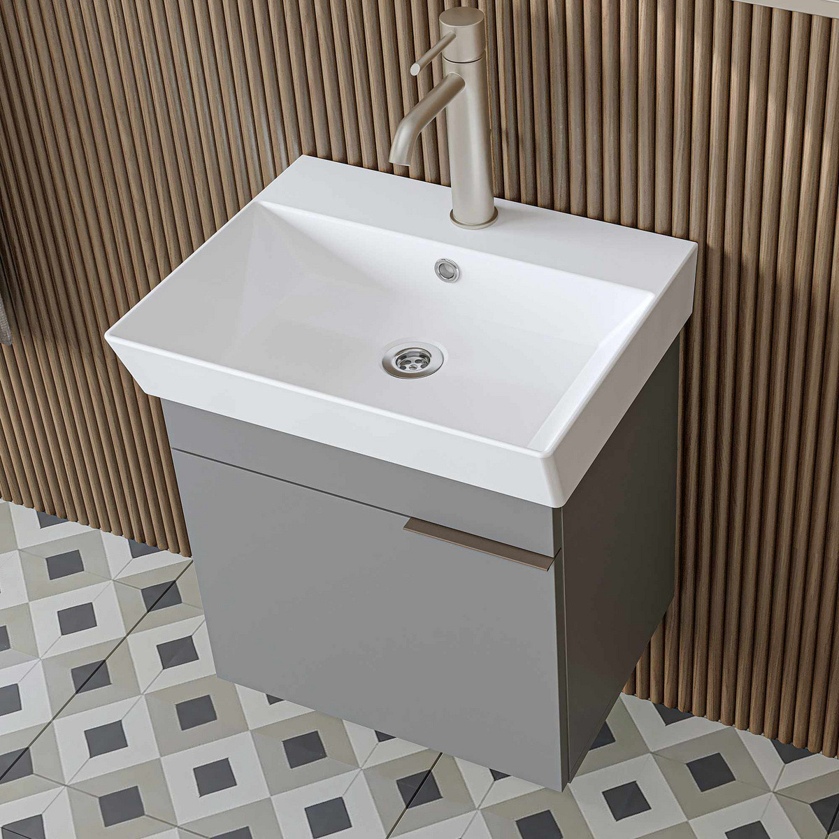 Norda Design Badrumsskåp med handfat Likya 49 38.6 x 49 x 54 cm