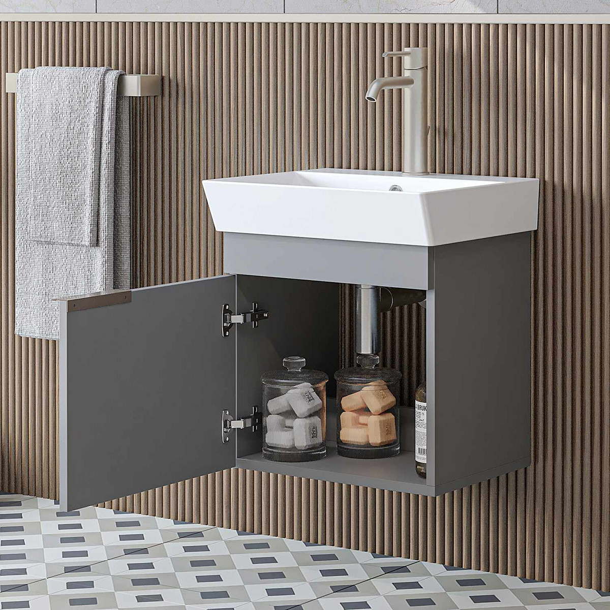 Norda Design Badrumsskåp med handfat Likya 49 38.6 x 49 x 54 cm