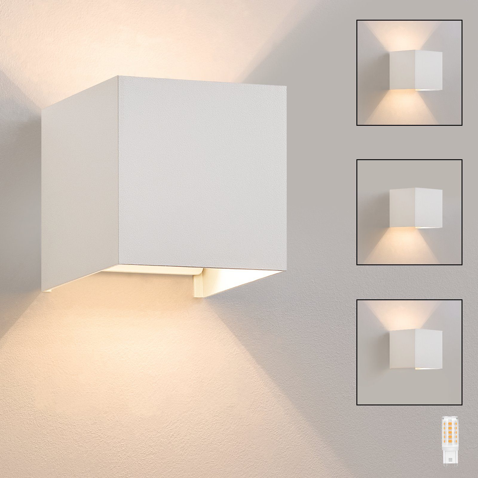 NETTLIFE LED-vägglampa för inomhus-/utomhusbruk, varmvit IP65För hem, sovrum, hall, trapphus