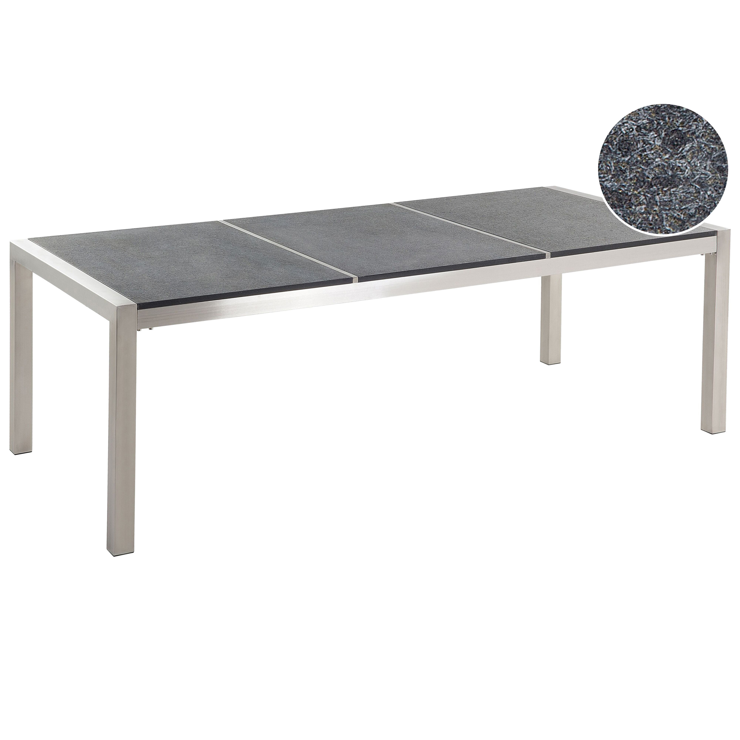 Trädgårdsmatbord GROSSETO 220 cm 100 cm Granit Flammad Grafitgrå