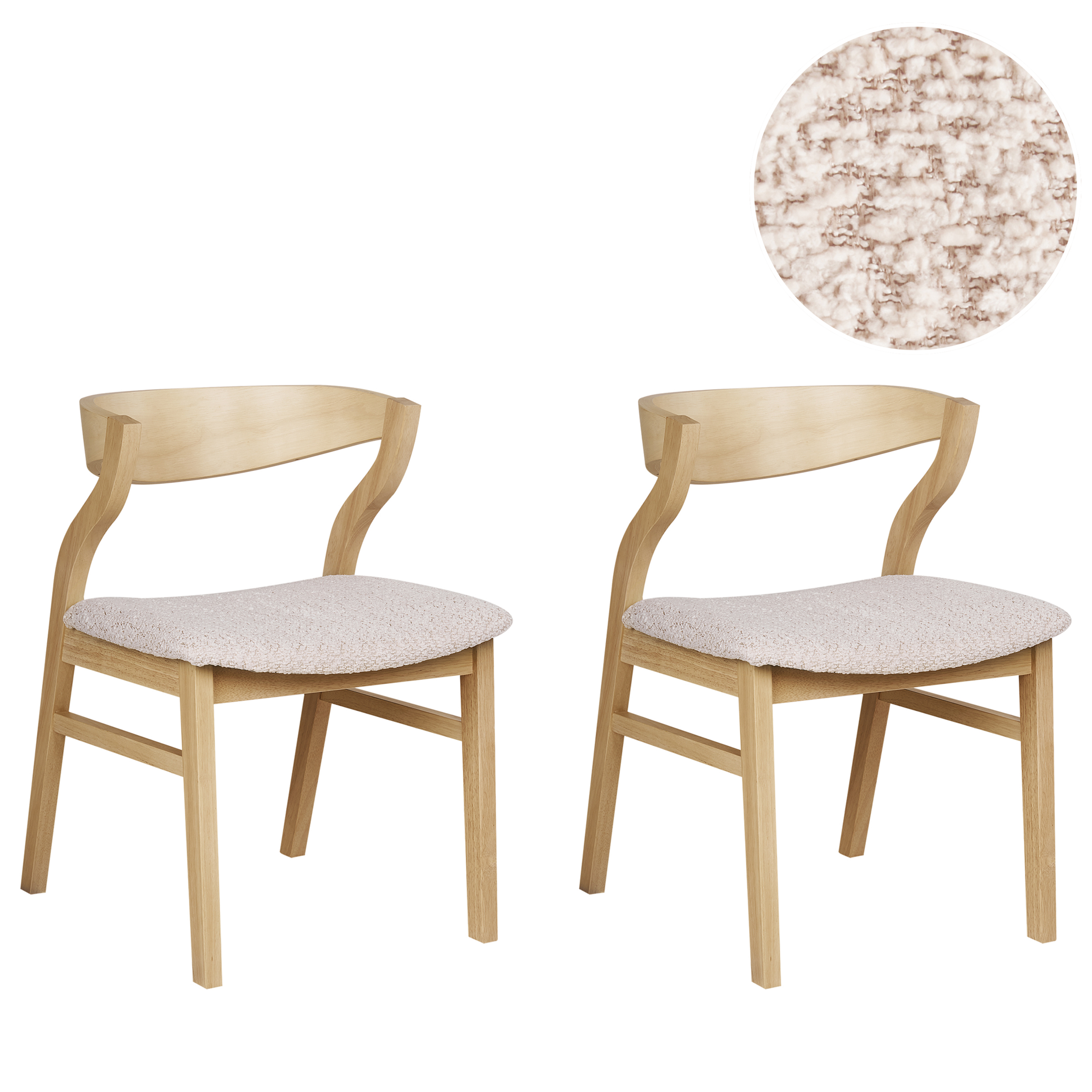 Set med 2 matstolar MAROA Trä Ljusbeige