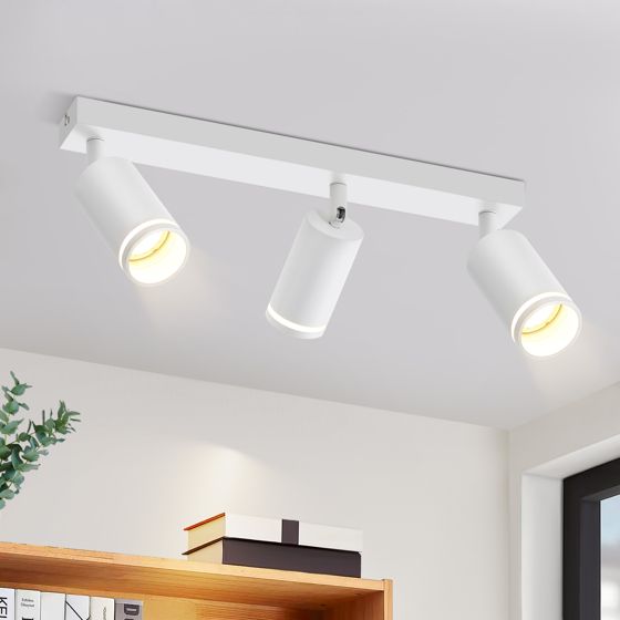 NETTLIFE modern vit taklampa: 3 justerbara metallspotlights i taket, GU10 taklampa, för sovrum utan glödlampa