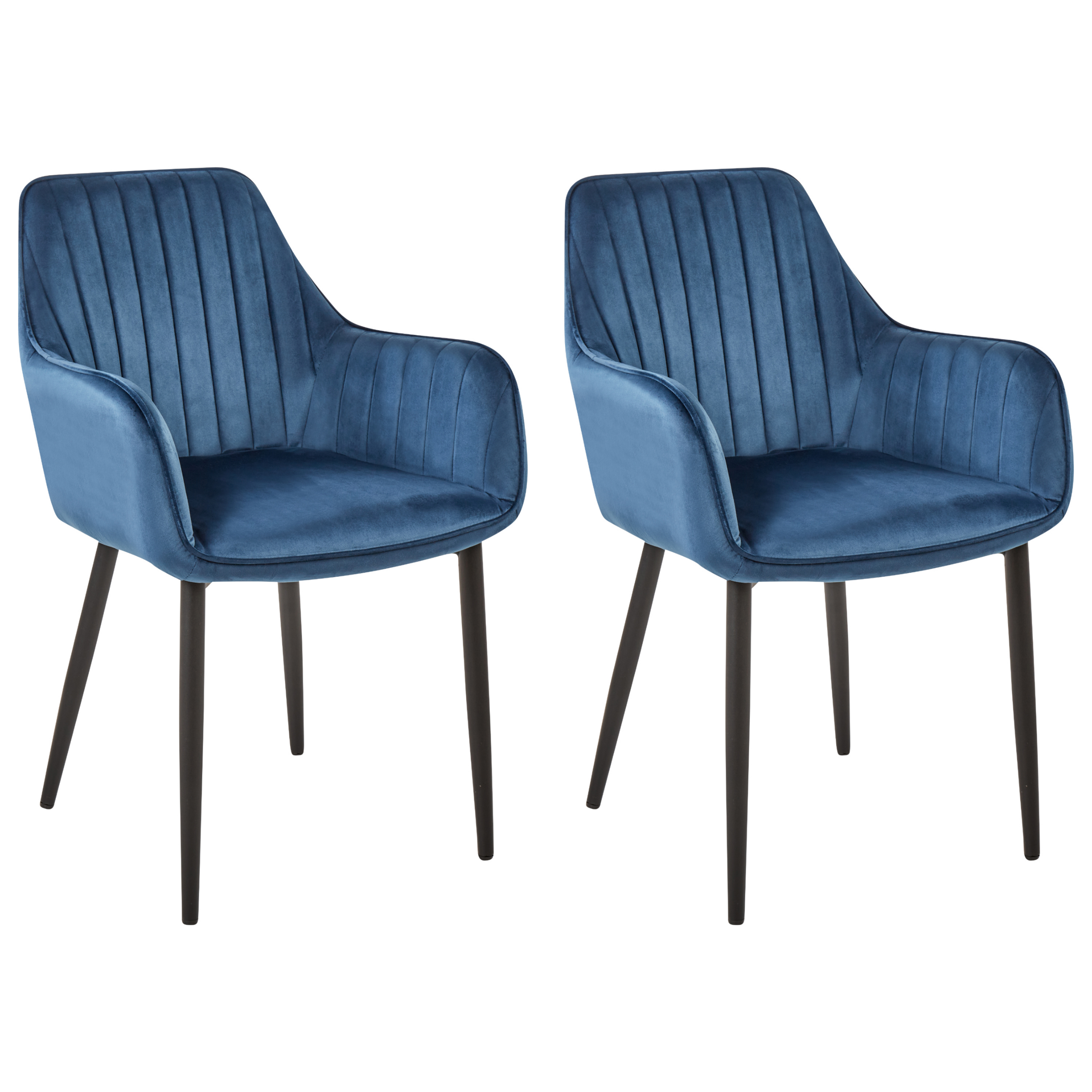 Set med 2 matstolar WELLSTON Sammet Mörkblå