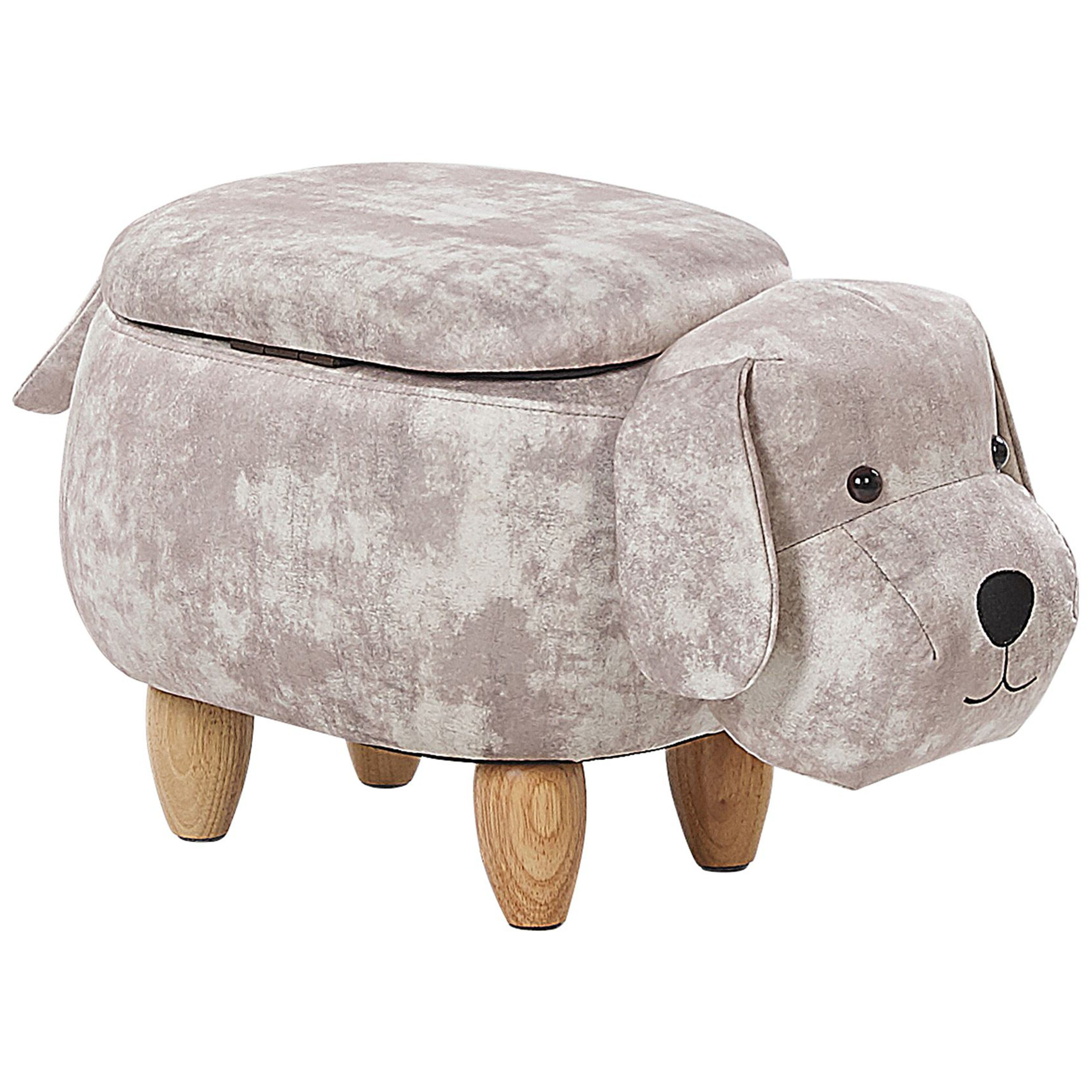Djurpuff med förvaring DOGGY Hund Sammet Beige