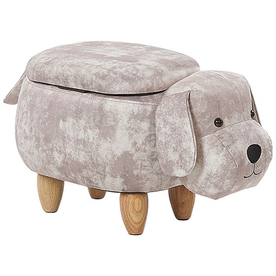 Djurpuff med förvaring DOGGY Hund Sammet Beige